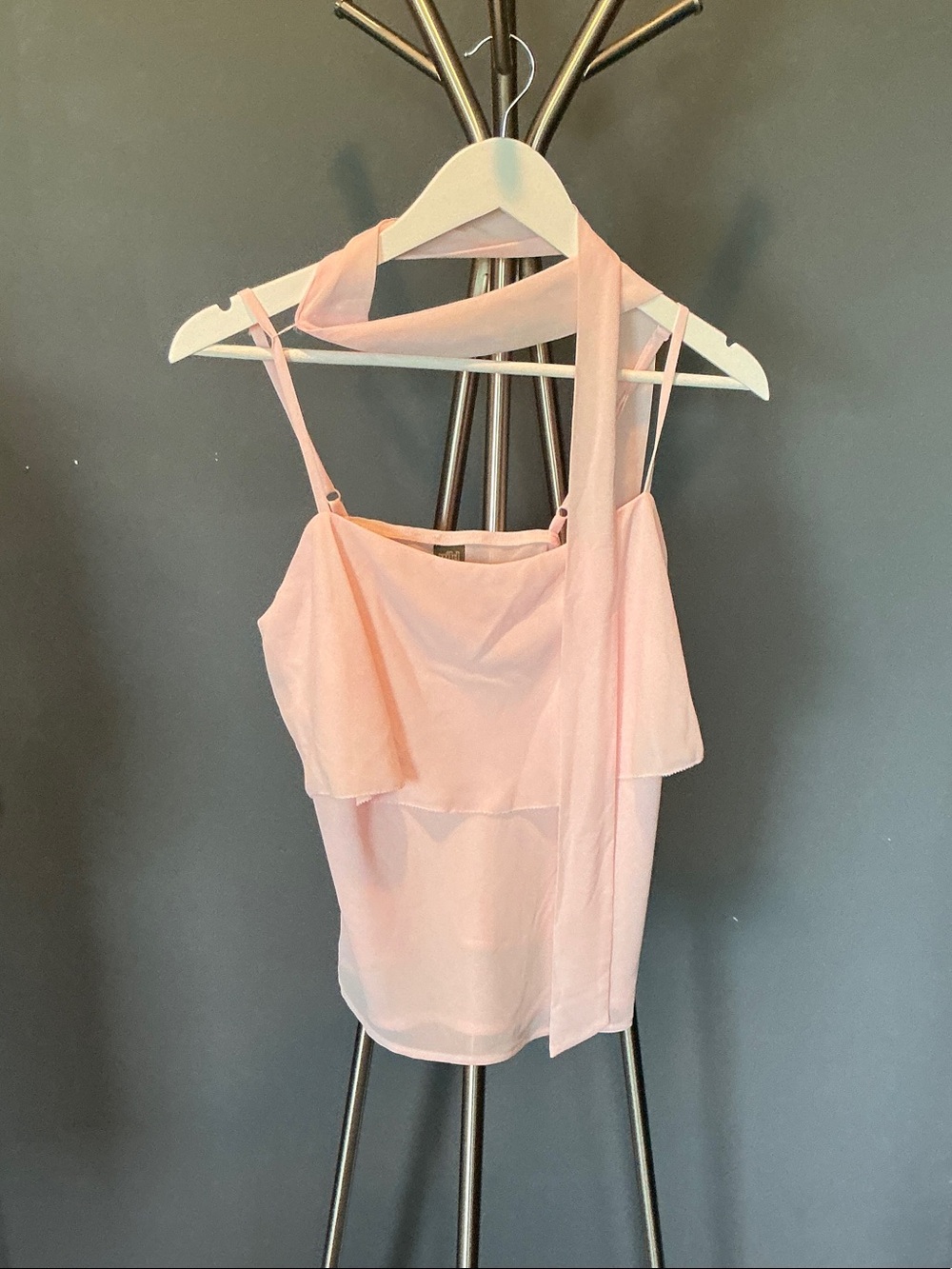 wild fable Pale Pink Layered Chiffon Spaghetti Strap Tank